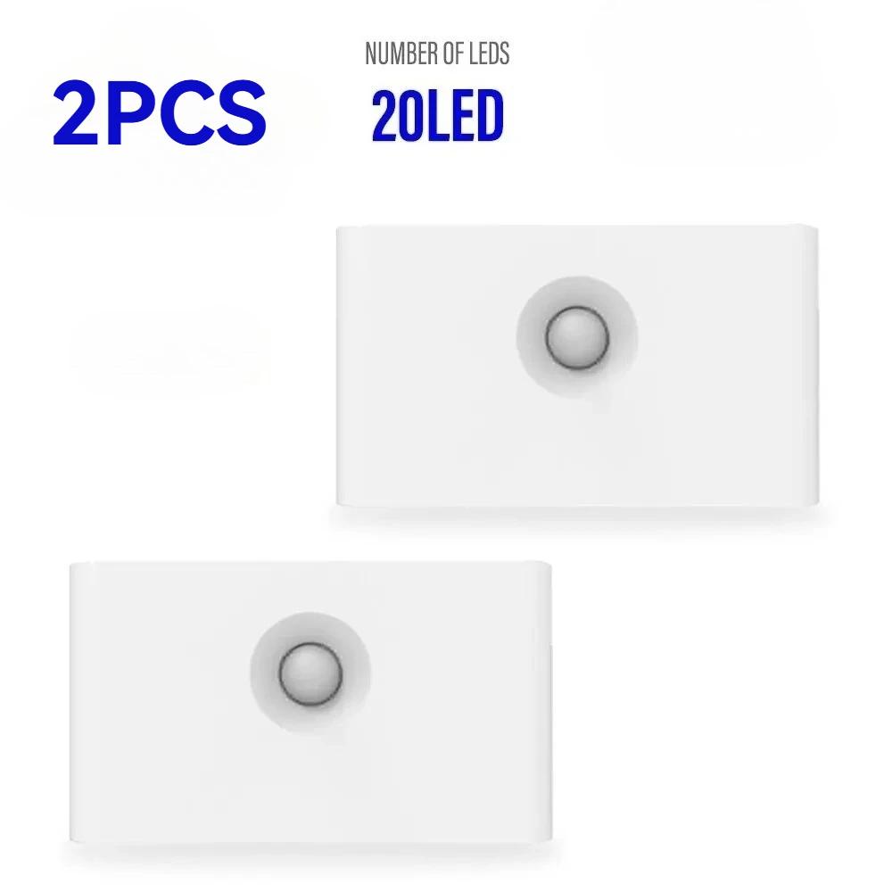 LED Magnetic Body Sensor Night Light White Upside Down USB Rechargeable Bedroom Bedside Bathroom Cabinet Kid Room Night Lighting