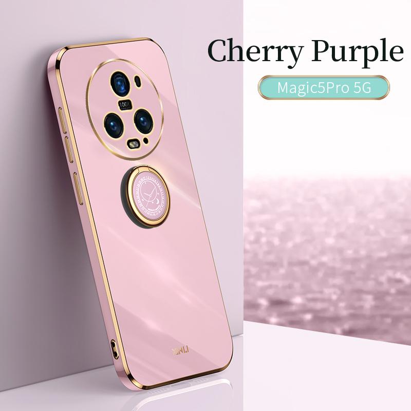 

Для чохла Honor Magic 5 Pro Чохол для телефону Honor Magic5 PGT-N19 Задня кришка Magic5 Pro Розкішний квадратний чохол з гальванічним покриттям, кільцем-тримачем і підставкою Honor Magic5 Pro