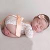 2Pcs/Set Bow Tie Design Newborn Lace Romper Hollow Back Newborn Photography Props  Baby Photoshoot