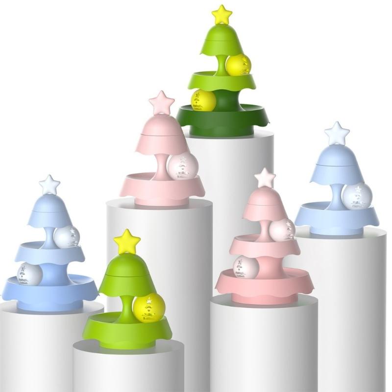 Christmas Tree Shape Cats Track Toy Interactive Toy Intelligence Training Amusements Plate Tower Cats Scratching Toy