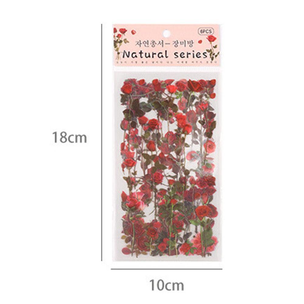 6 pcs/pack Adhesive PVC Plant Flower Sticker Nature Transparent Flower Stickers  Album