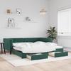 VidaXL Daybed and Trundle and Drawers Dark Green 100x200 Cm Velvet 3196748