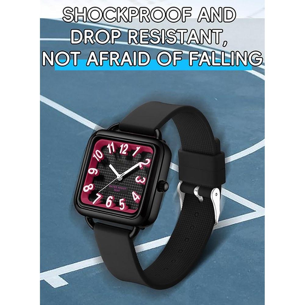 Findtime Unisex Square Face Watch Large Screen Waterproof Night Glow Lightweight 5ATM Casual Stylish Silicone Band Gift