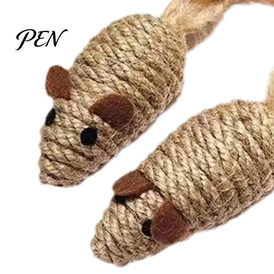 Aggressive Chewing Toys for Cats Colorful Mouse Cat Toys, Jute Rope Chew Feather Mice Realistic Tail Toy Kitten Teeth Cleaning Indoor Exercise
