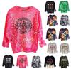 Women's Fashion  Long  Sleeve O Neck Lettered Printed Casual Sweater Top