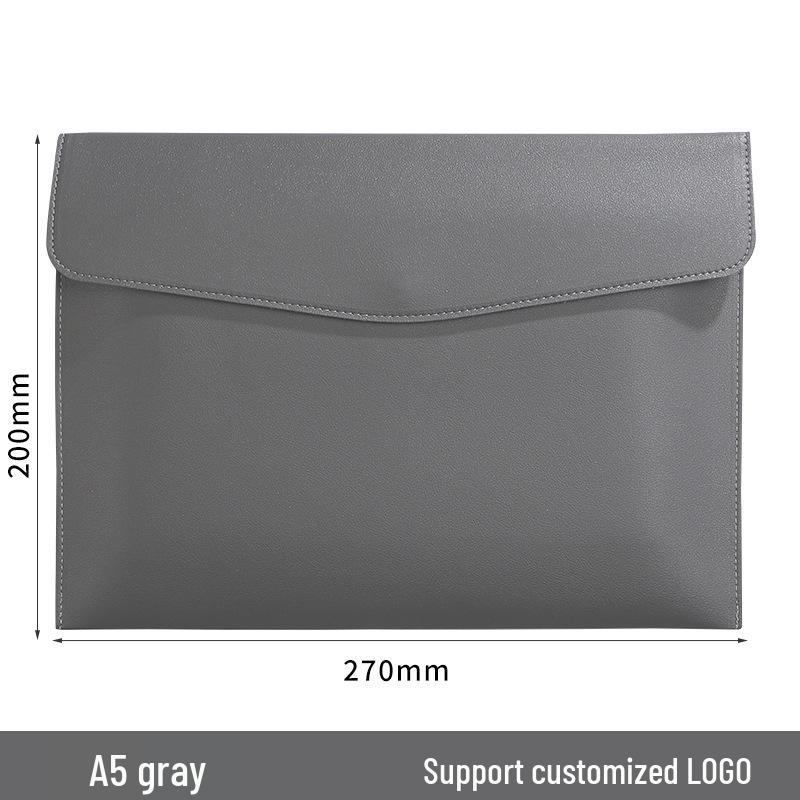 Custom Waterproof A4 Leather Document Folder with Snap Button for Business - Thickened File Bag with Logo Printing