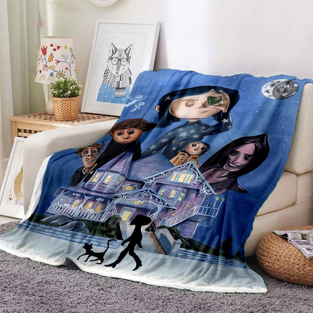 1Pc Moonlit Mansion Flannel Blanket, Soft And Comfortable, Casual Warm, Camping Travel, Christmas, Halloween Xmas Gift L1205