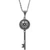 Retro Classic Black Solomon Magic Array Pattern Key Pendant Necklace for Women  Men Halloween Party Jewelry Accessories Gifts