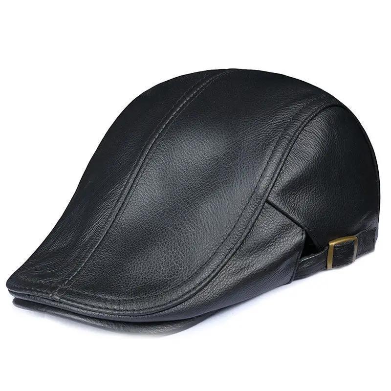 Sheepskin Baseball Cap/Beret for Men - Autumn Winter Casual Fashion Hats for Mature Youth Elderly
