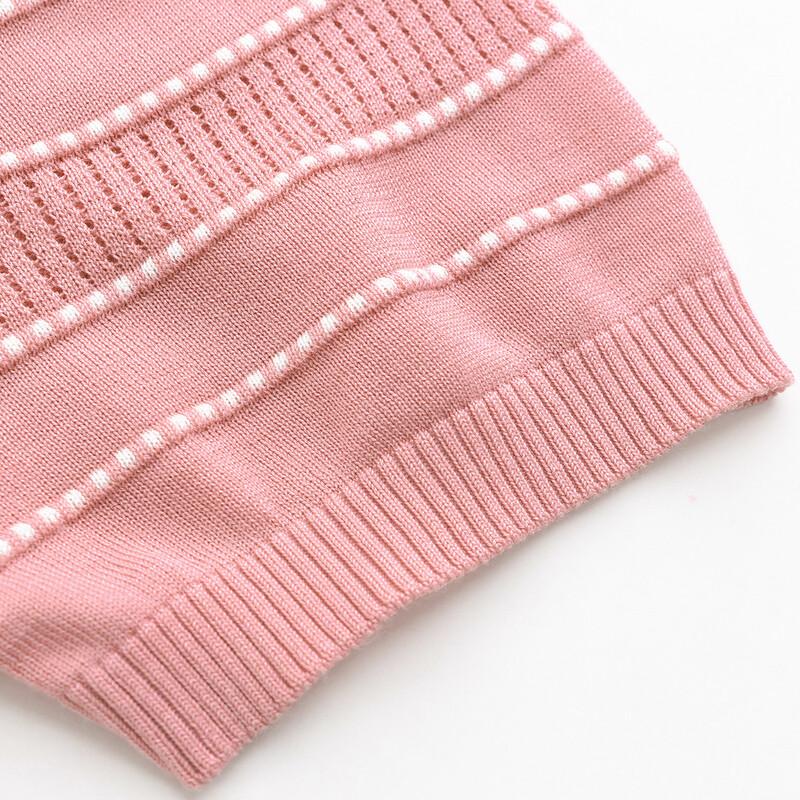 Snowflying Women's Color Block Stripe Knitted Short Sleeve T-Shirt