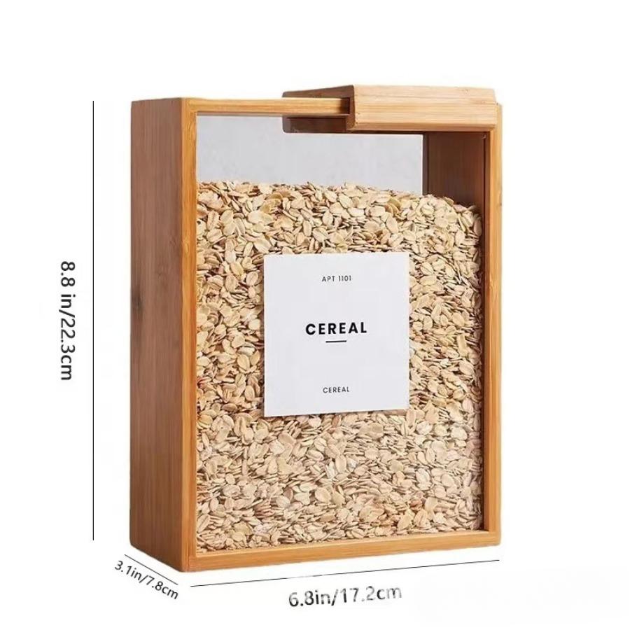 

Банка для хранения продуктов с текстурой дерева, бамбуковый диспенсер для хлопьев, организация кухни, контейнер для хранения овсянки, креативный дизайн