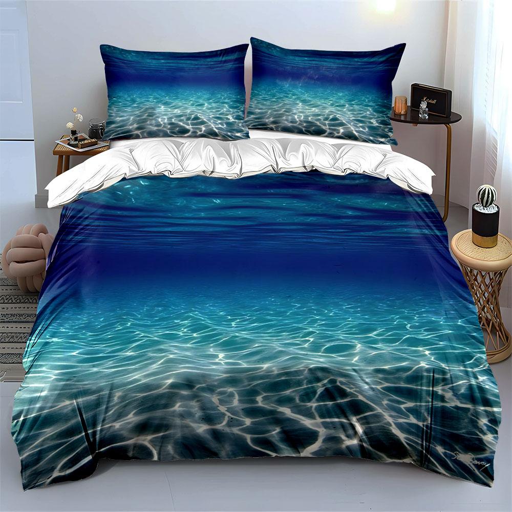 Clear Seawater Ripple Patterns Bedding Set 1 Duvet Cover 2 Pillowcases For Adult And Children Luxury Gift Full Size