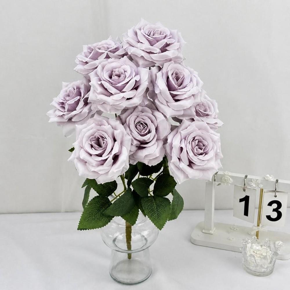 9 Heads Artificial Rose Bouquet Pink Red Blue White Multi-Color Set Fake Rose Flower Arrangement Desktop Size