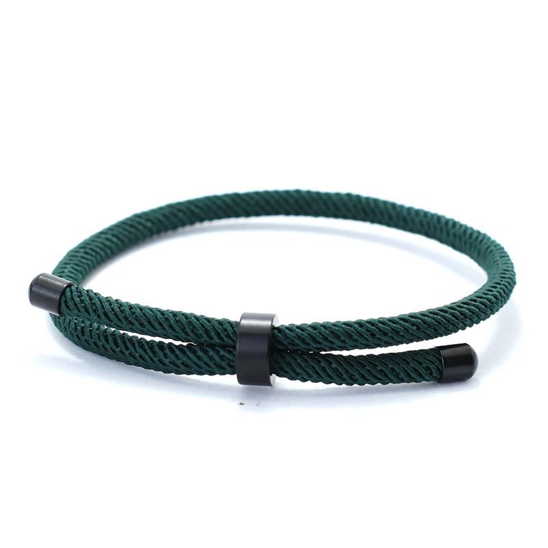 

New Minimalist Stainless Steel Bracelet Adjustable Unisex 4mm Nylon Cord Chain Braclet Couple Gift For Lover Leisure Accessories зелений