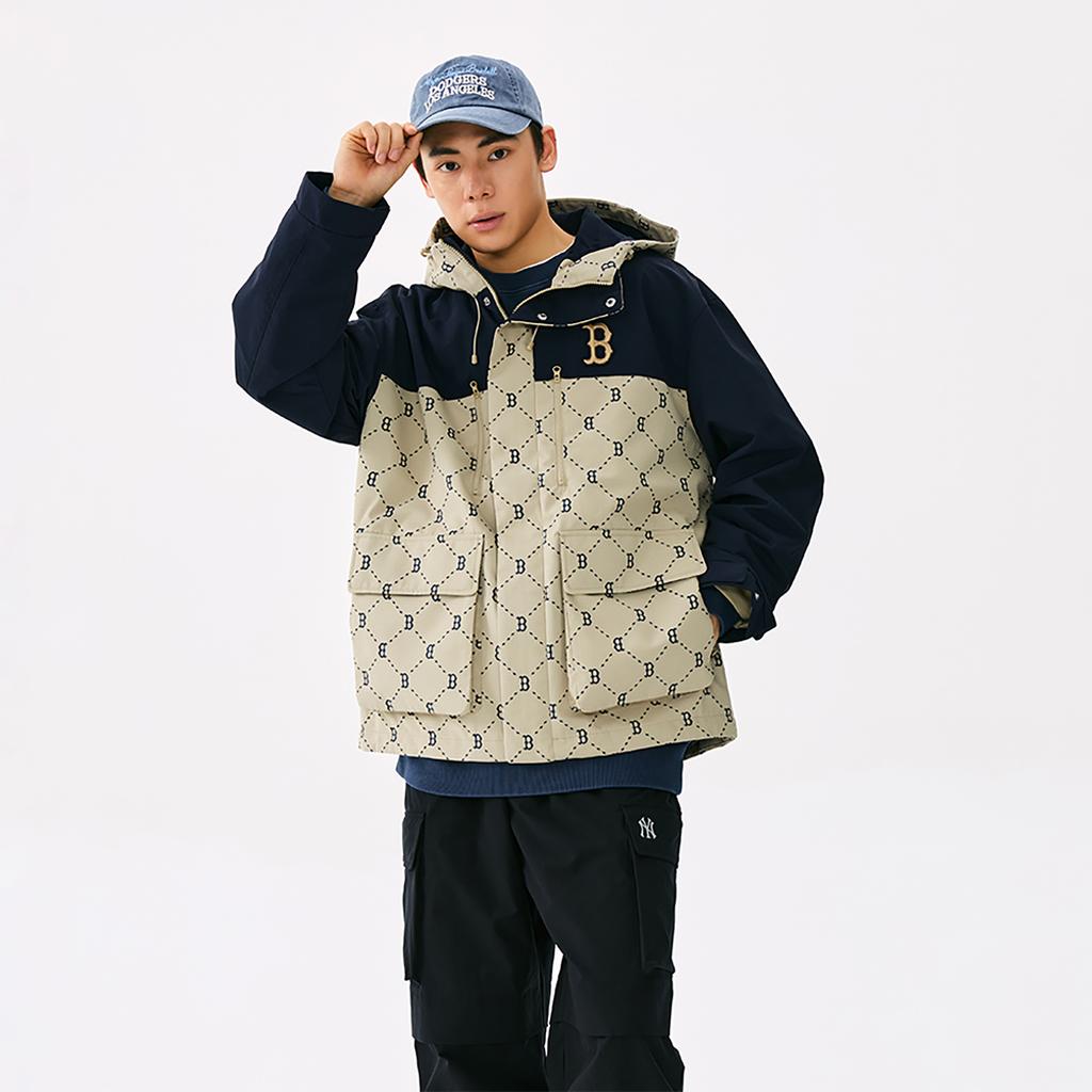 New MLB MONOGRAM Collection Boston Red Sox 25FW Jacket Unisex Standard Sand 3AWJM0154-43SAS