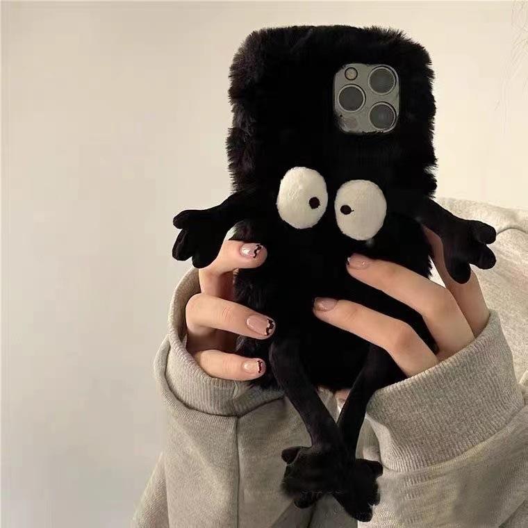 Plush Briquettes for Apple 15ProMax Phone Case for IPhone16/14/13 Fall/Winter 12 Cartoon Funny XR