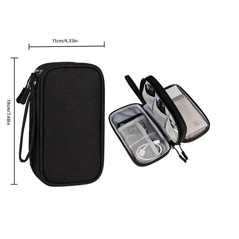 Multi-layer digital accessory storage bag, power supply and hard drive protective case, power bank, earphone and data cable storage bag One piece чёрный