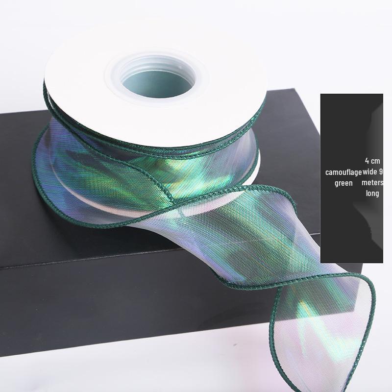 Iridescent 4cm Colorful Fishtail Yarn Ribbon for DIY Flower Gift Box Packaging
