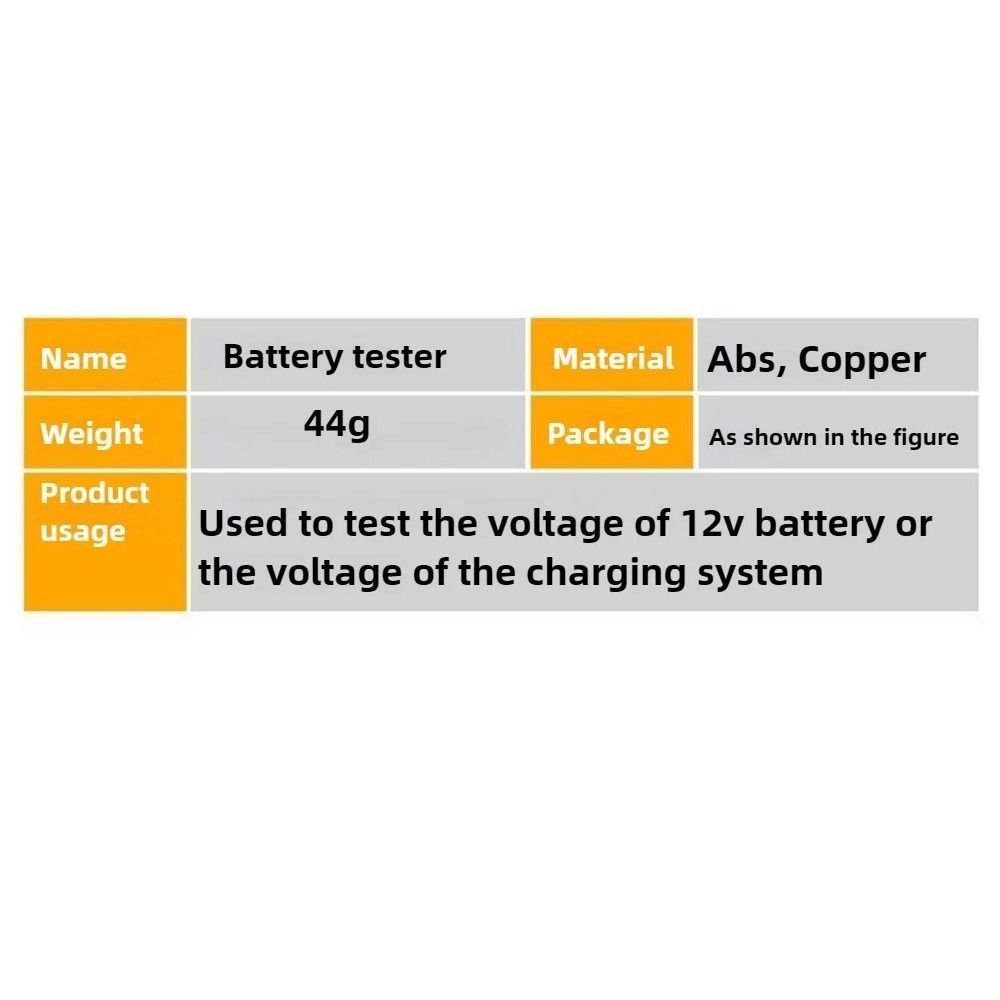 1Pcs 12V Battery Level Battery Tester Red Yellow Green Display Copper Wire Alternator Tester BT-170 ABS Battery Checker