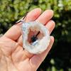 Artificial Crystal Agate Pendant Necklace With Silver Edge For Daily Wear