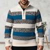 Yousheng Men Knitted Sweater Color Block Zippered Half Turtleneck Pullover Tops Long Sleeve Half-Zipper Casual Pullover Tops
