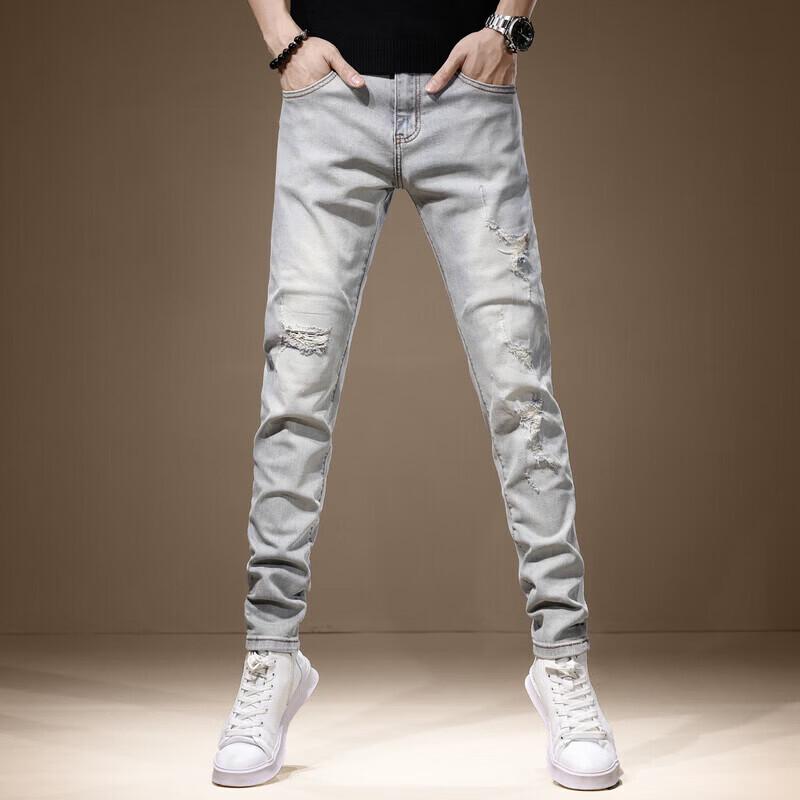 Men s Slim Fit Ripped Denim Jeans 34