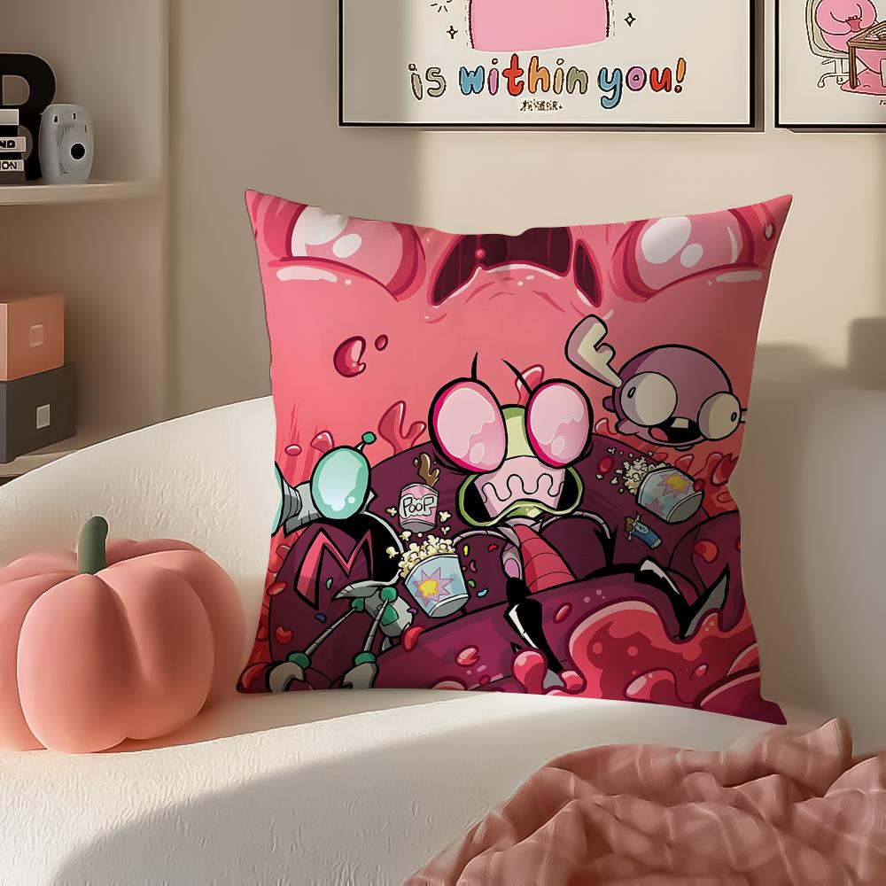 Weird Wacky Absurd Animated Series IInvader Zim Cushion Cover Pillowcase Short Plush Invisible Zipper Room Sofa Cushion Cover