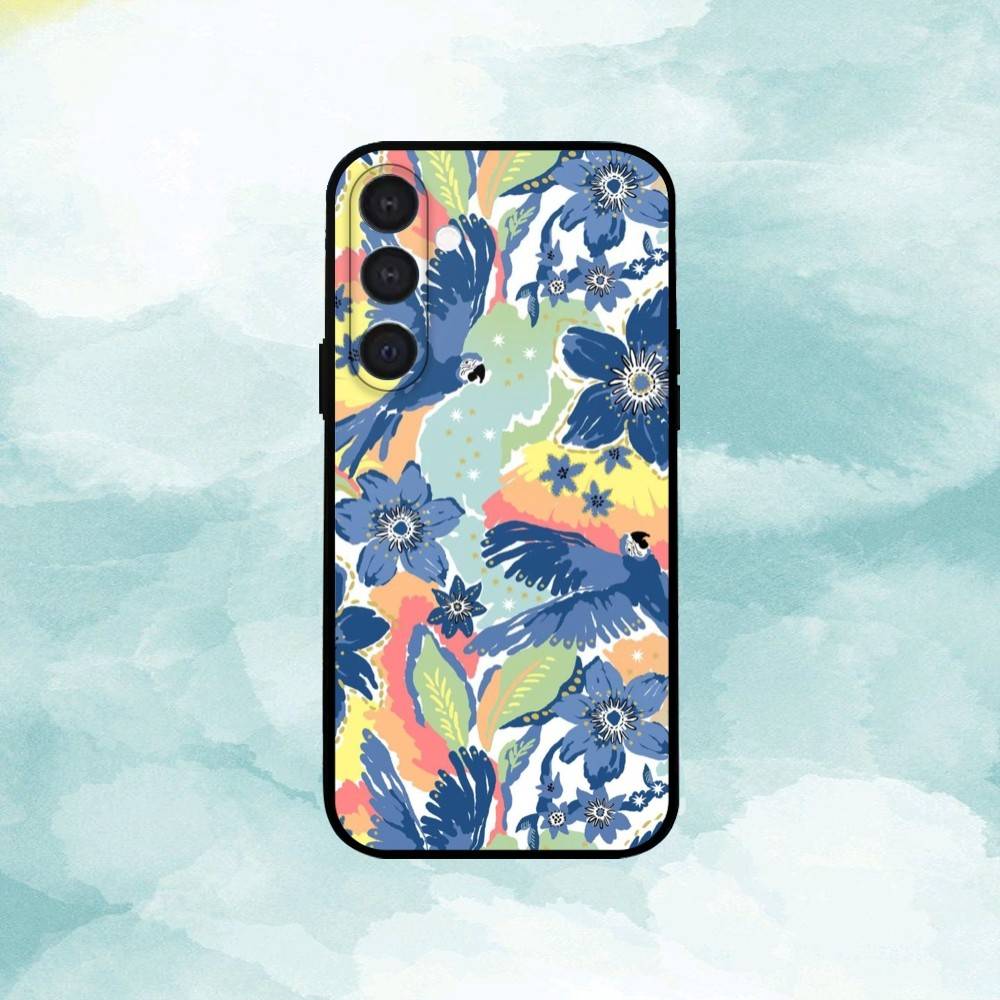 Flowers A-Art Phone Case For Samsung A73,72,71,A52,51,40,41,A22,A32,31,A13, Soft Black Shell