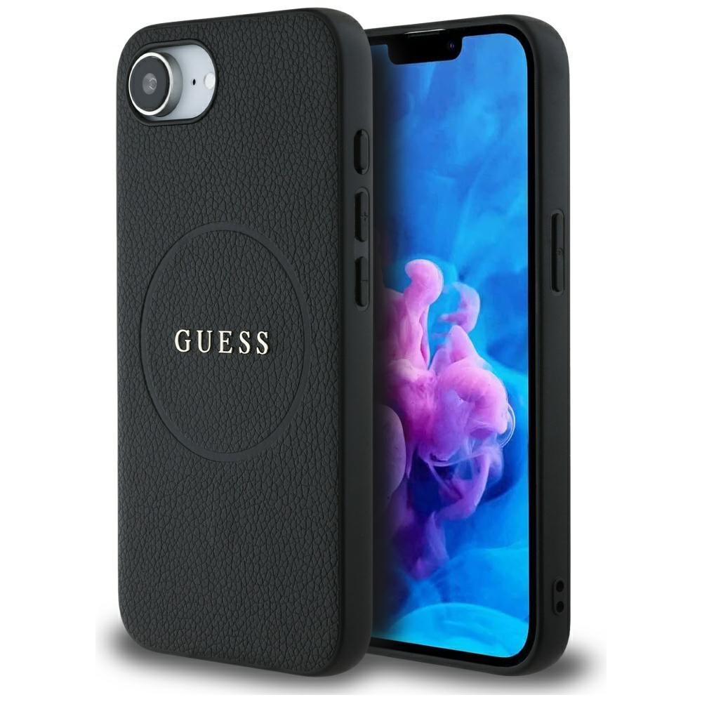 Guess Grained Ring MagSafe case for iPhone 16e / 17e black
