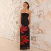 Spring and summer women's fashion high-end tube top halter Spice girl slim positioning printed dress women