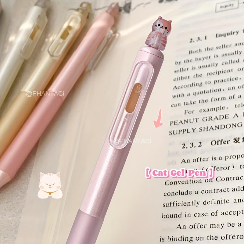 4pcs Creative Cat Style Gel Pen 0.5mm Quick Dry Writing Pen Press Pen Clip Gel Pen Office Supplies Black Gel Pen