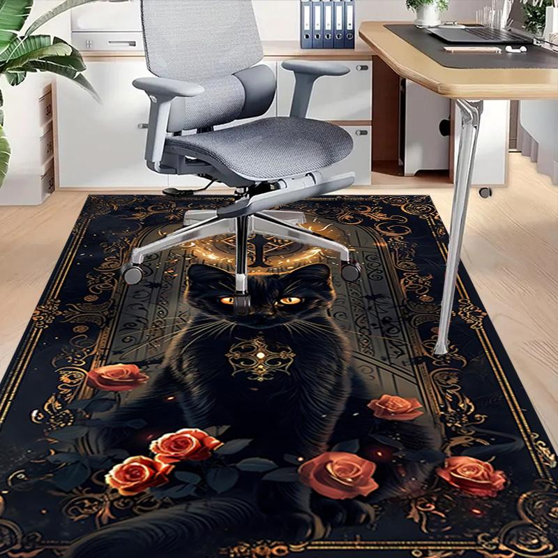 1PC Black cat Flannel Blanket Carpet Ultra Soft, Thick & Absorbent, Non Slip Machine Washable Mat for Entryway