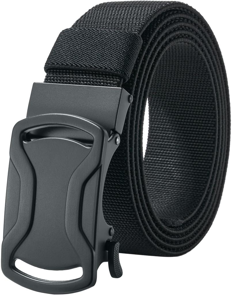 LionVII Stretchable Belt Nylon Belt for Golf Outdoor No Steplessly Alloy Automatic Buckle 120cm Men's - Auto-Lock Work, Sports, Hiking, - Activities,