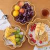 Flower Shape Imitation Rattan Basket Handwoven Woven Bread Plate Fruit  Serving Tray  Dining Table