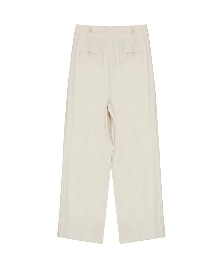 Nigaennikol Minimal Long Pintuck Slacks_Light Cream