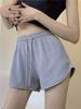 Women's High Waist Waffle Shorts - Summer Casual and Loose Fit Fitness Pants