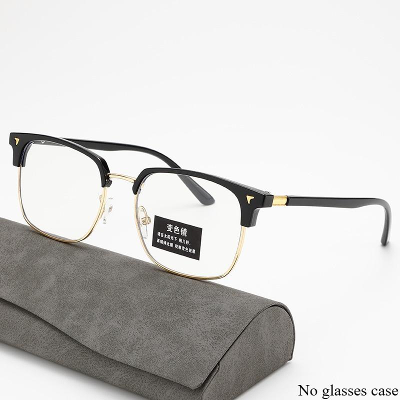 Pochromic Anti Radiation Glasses for Men and Women Simple Square Anti-blue Transition Eyeglasses Outdoor Shade Sunglasses