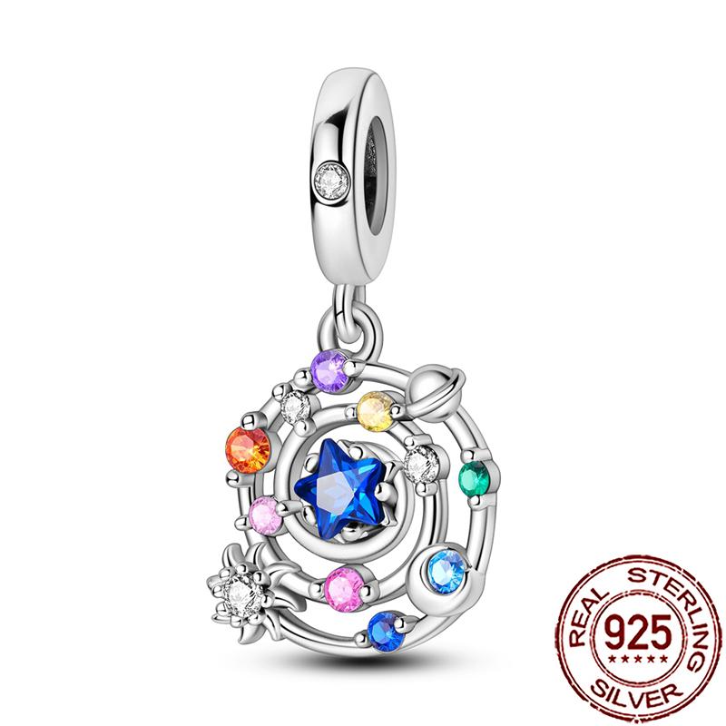 Charms Copper Moon Star Night Sky Galaxy Celestial Dangle Beads Fit Snake Chain Bracelet Necklace Women Diy Jewelry