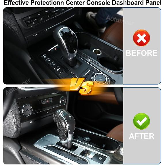 Real Carbon Fiber Car Gear Shift Knob Cover Compatible with Maser@ti Ghibli/Quattroporte/Levante 2013-2018 Center Console Gear Knob Trim Cover