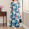 Elegant Long Dresses for Women Plus Size Loose Short Sleeve Vintage Dress Summer Middle-aged Women's Clothing