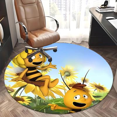 Bee Character,Sunflower Field Chair Mat Round Rug Office carpet,Non Slip, Suitable for Living Rooms, Bedrooms Decor1205083a