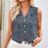 Women's Comfortable And Fashionable Denim Casual Short Vest Cardigan, Camisole Top, Vest