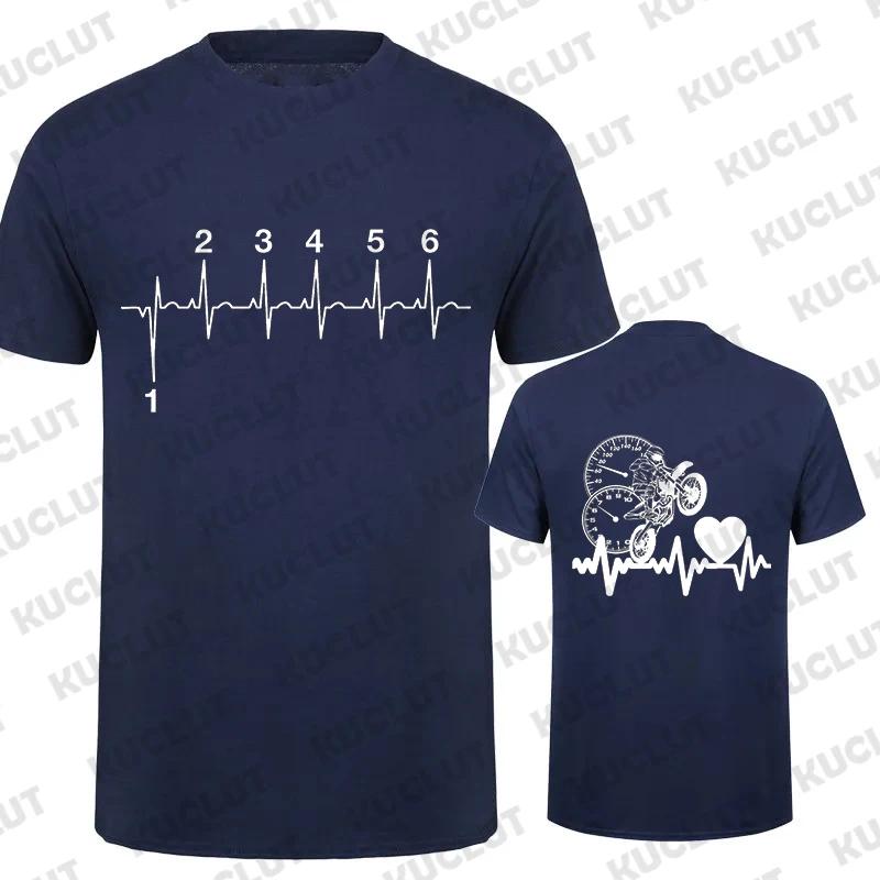 1N23456 Motorcycle Heartbeat Gear Shift Print T Shirt Motorbike Tee Print Race T-Shirt Autocycle Motorbike Speedometer T Shirt