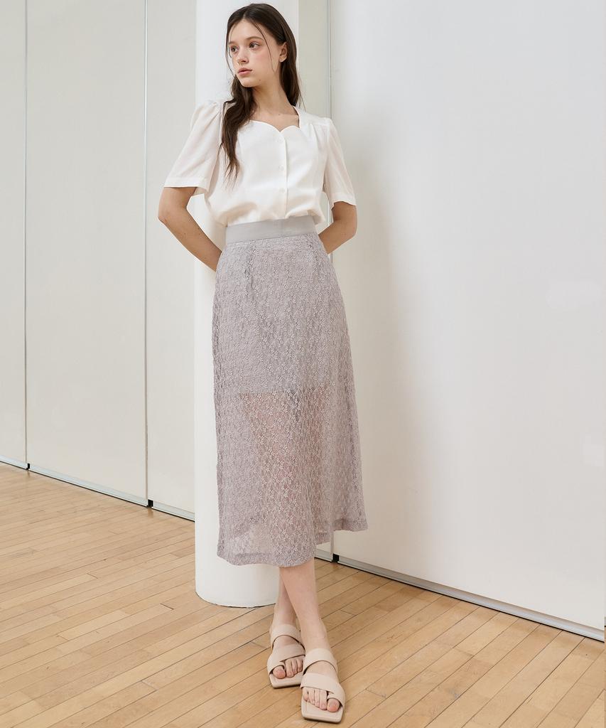 Bye Bye Seop Lace Skirt Gray [T52]