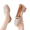 Hollow shallow mouth single shoes women's new spring and summer thick heel round head breathable hole shoes soft sole comfortable sandals