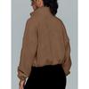 Fleece Lined Zipper Jacket Vertical Collar Fleece Sport Jacket European American Women