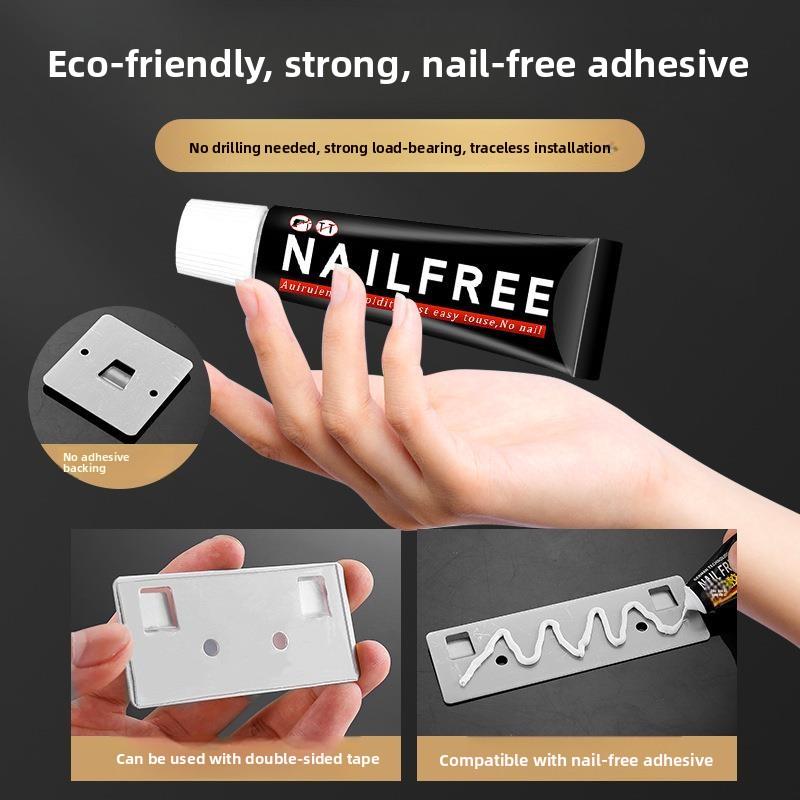 Punch-free Stainless Steel Hook Base Plate Nail Free Self Adhesive U Slot Wall Storage Hanging Hook