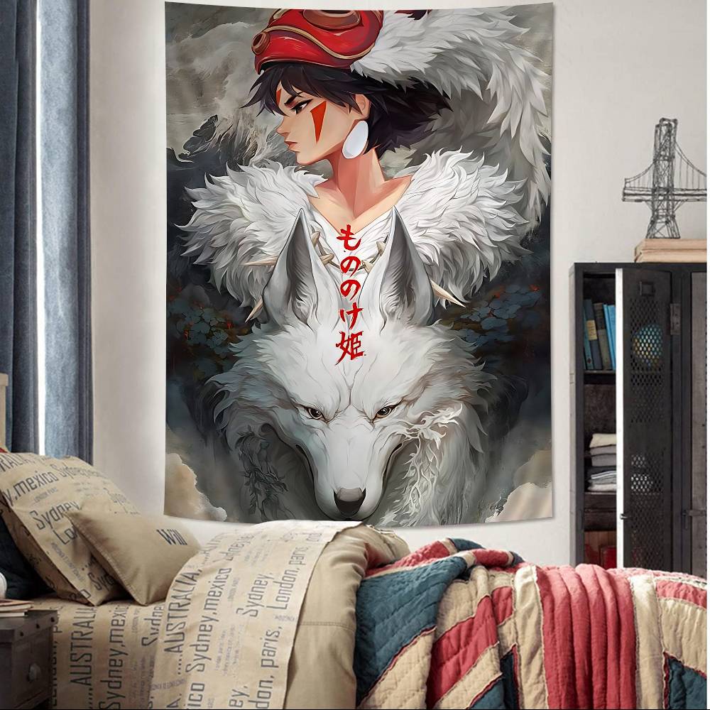PPrincess MMononoke Anime Hippie Wall Hanging Tapestries Art Science Fiction Room Home Decor Kawaii Room Decor