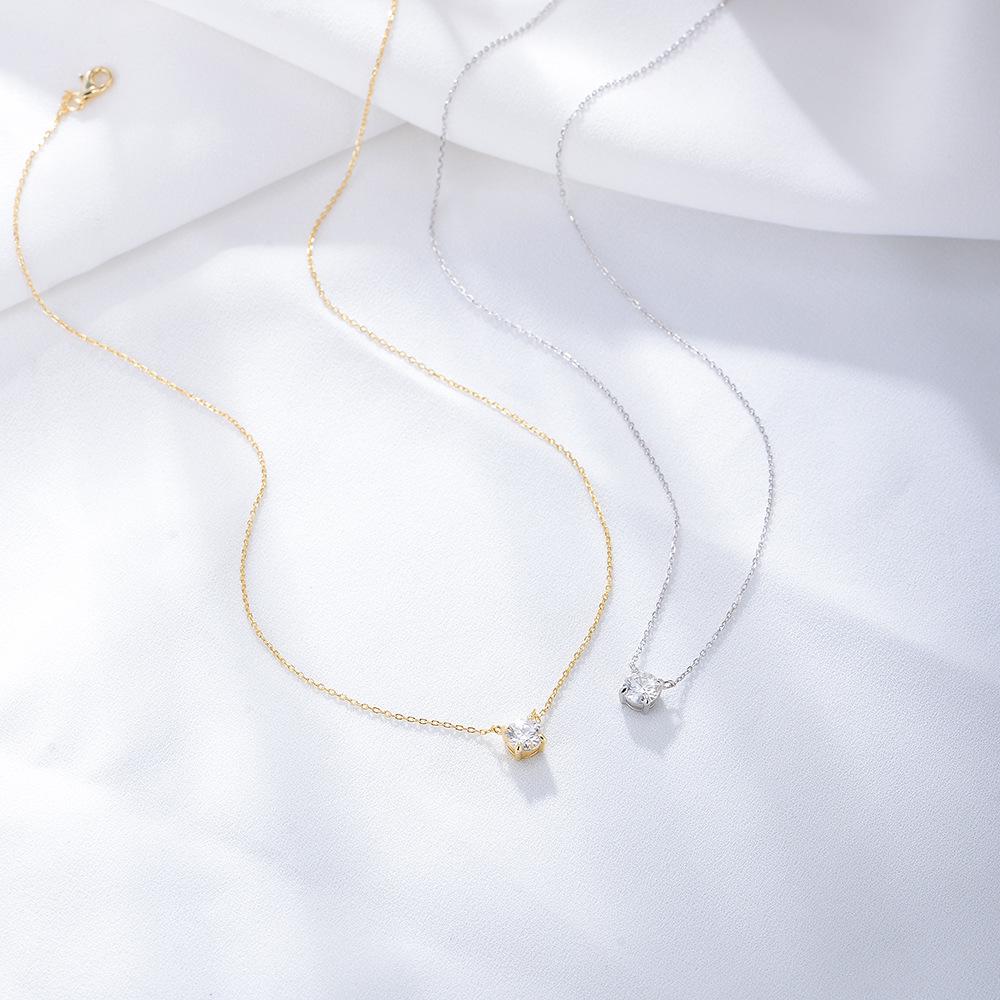 2022 Trendy European-American Round Zircon Pendant Sterling Silver Women's Necklace - Elegant, Luxe Clavicle Chain