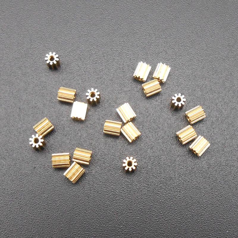 100Pcs/Lot 0.2M 9T 9T0.78A Small Brass Gear Spur Spindle Pinion 0.2 Modulus Bore Hole Aperture 0.78MM 9 Teeth OD 2.2MM L H 2.5MM
